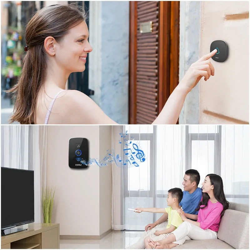 KERUI M525 Home Security Welcome Wireless Doorbell Smart Chimes Doorbell Alarm LED light 32 Songs with Waterproof Touch Button