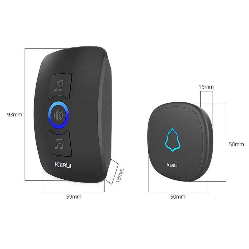 KERUI M525 Home Security Welcome Wireless Doorbell Smart Chimes Doorbell Alarm LED light 32 Songs with Waterproof Touch Button