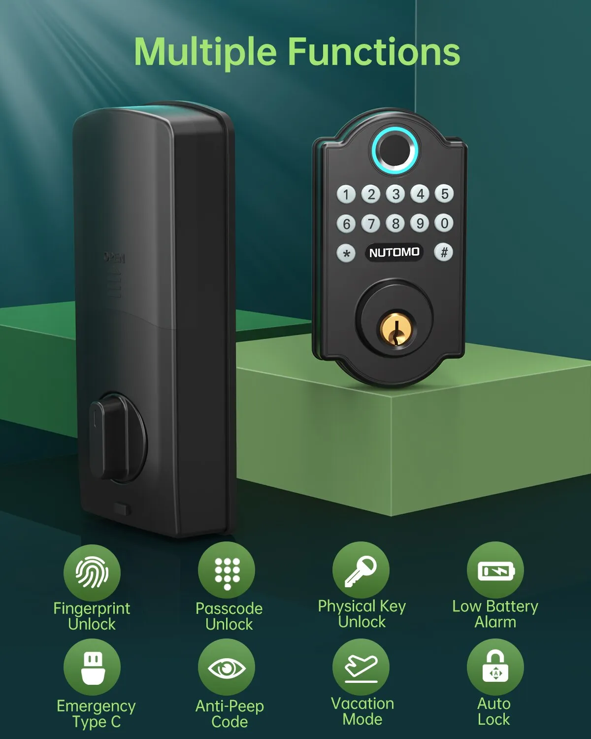 Keyless Entry Fingerprint Door Lock Front Deadbolt