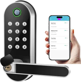 Keyless-Entry Fingerprint Smart Door Lock: Digital Electronic Lock with Code, Electric Door Knob, Fingerprint Door Handle Lock, Deadbolt Alternatives.