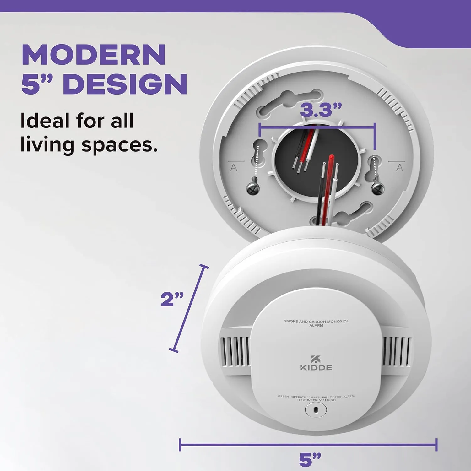 Kidde 30CUAR-V Hardwired Smoke & Carbon Monoxide Detector, AA Battery Backup, Voice Alerts, Interconnectable, LED Warning Light Indicators, White