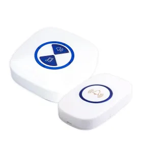 Kinetic Wireless Doorbell, Self-Generating Power, 1 Push Button (No Battery Required) and Plug-in Receiver, 38 Melodies IP44 Waterproof Door Entry Bell, White
