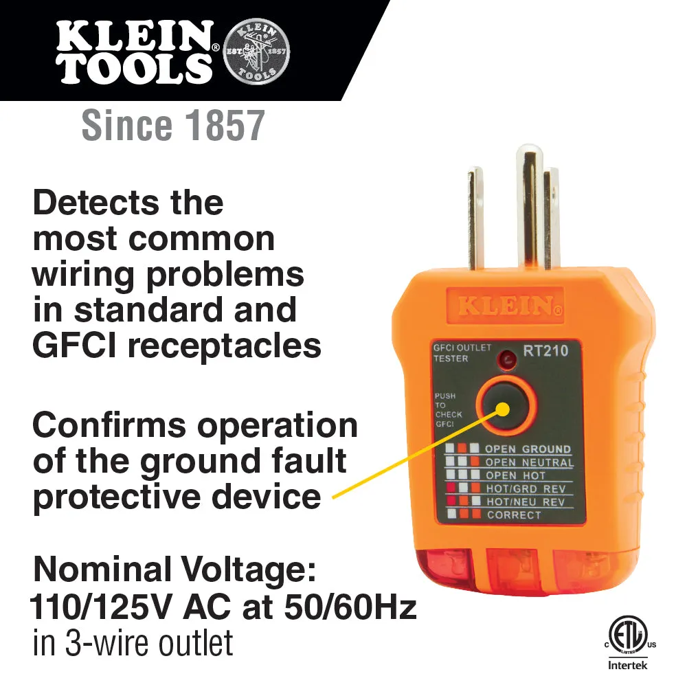 Klein Tools NCVT5KIT Electrical Tester Kit with Dual-Range Non Contact Voltage Tester with Laser Pointer and GFCI Receptacle Tester