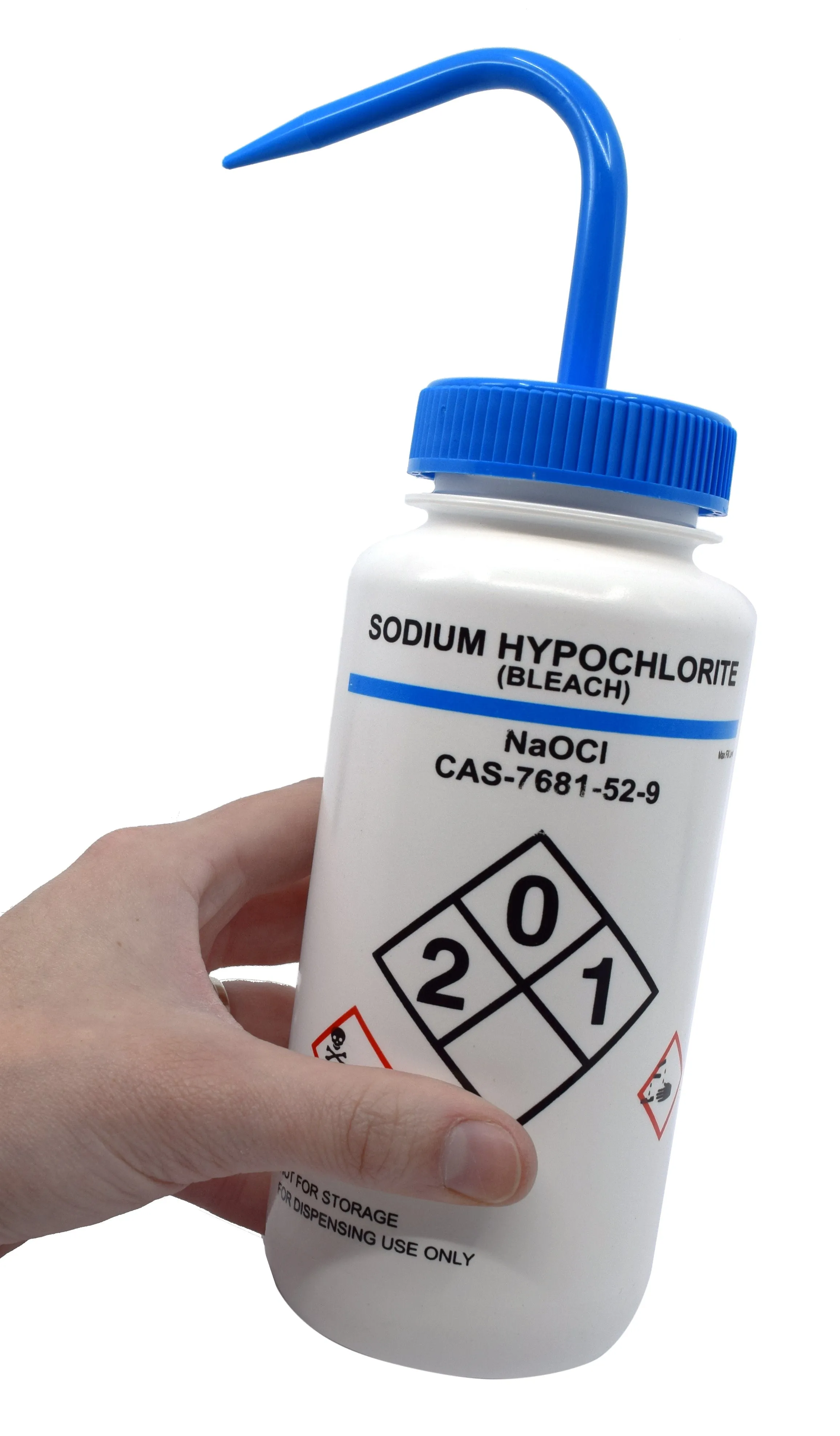 Labelled Wash Bottle for Sodium Hypochlorite (Bleach), 500ml Capacity (Discontinued)