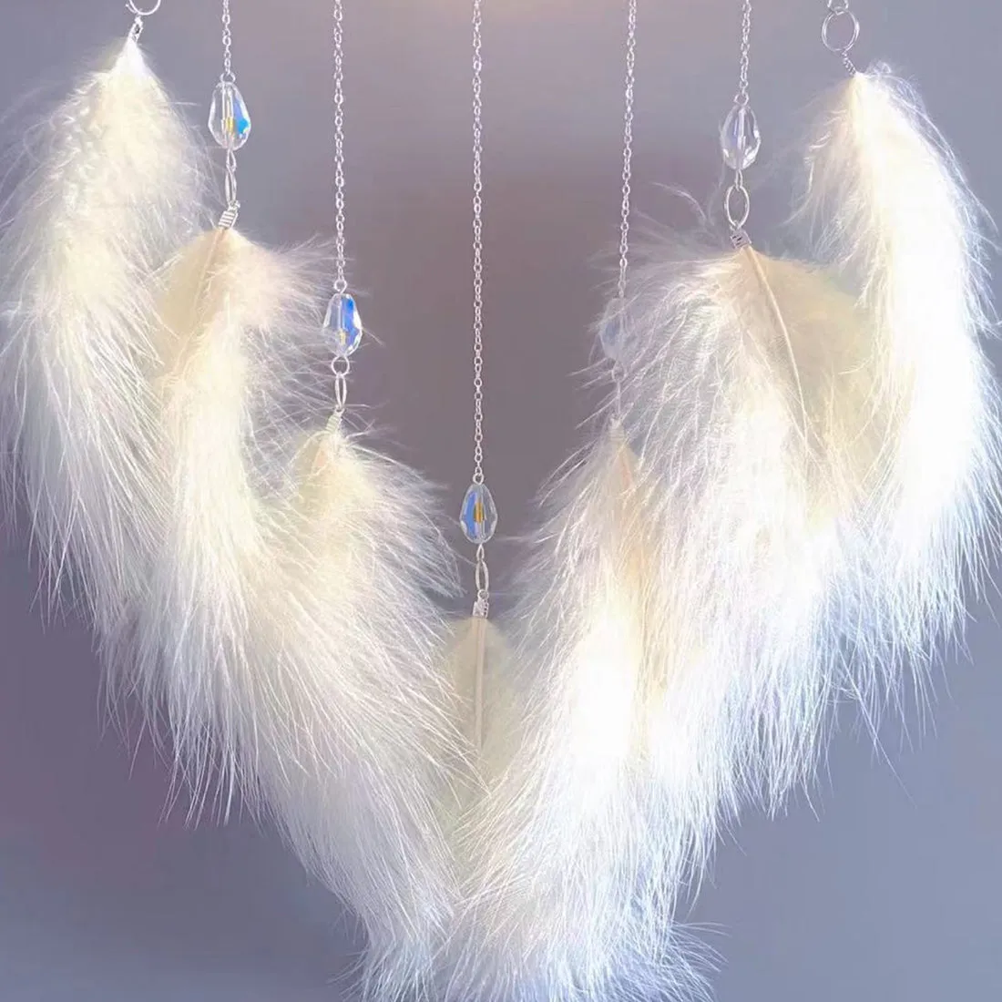 LED Flower and Feather Dreamcatcher - Handmade