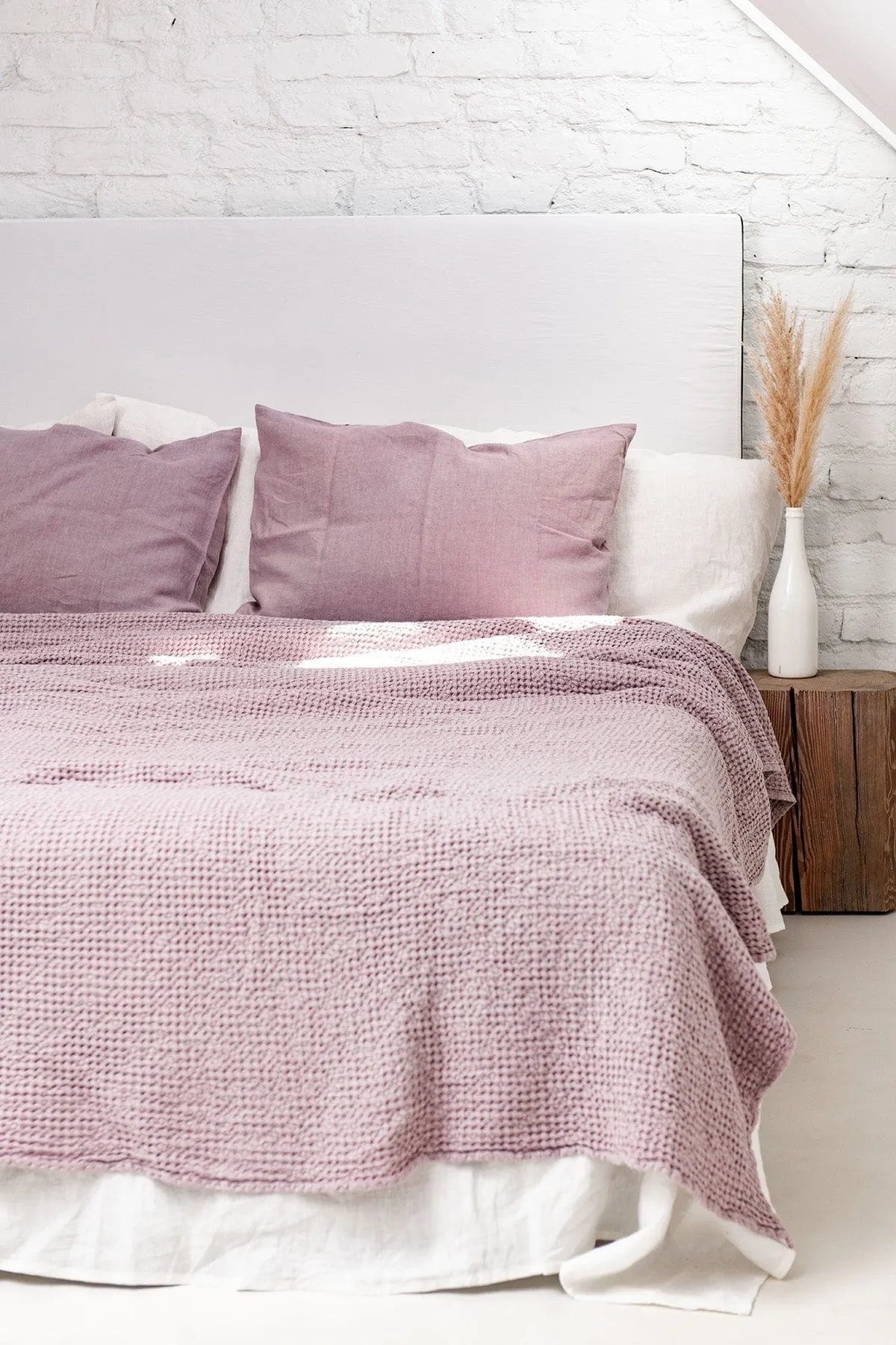 Linen Waffle Blanket | Dusty Rose