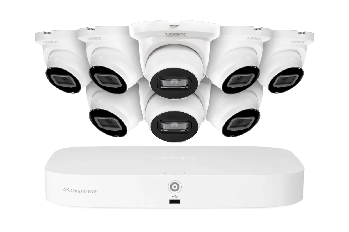 Lorex Fusion NVR with A4 4MP (2K) IP Turret Cameras - 4K 16-Channel (8 Wired   8 Wi-Fi Fusion) 2TB Wired System