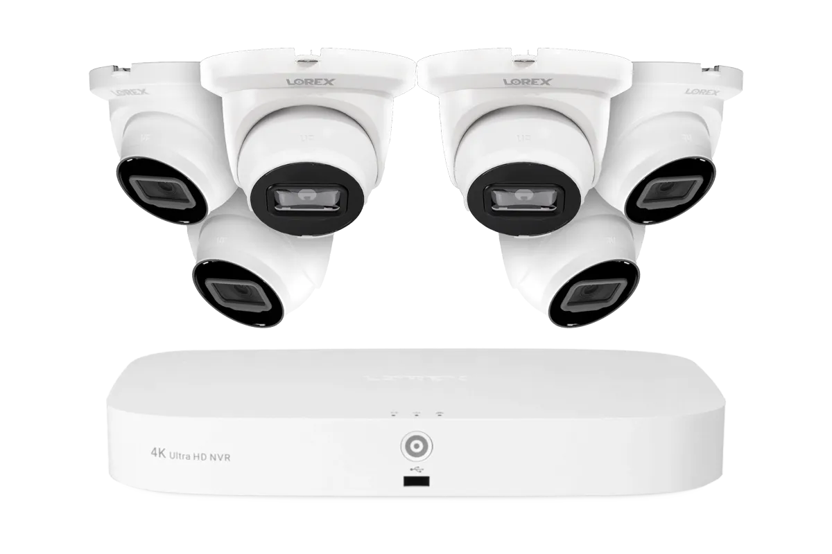 Lorex Fusion NVR with A4 4MP (2K) IP Turret Cameras - 4K 16-Channel (8 Wired   8 Wi-Fi Fusion) 2TB Wired System