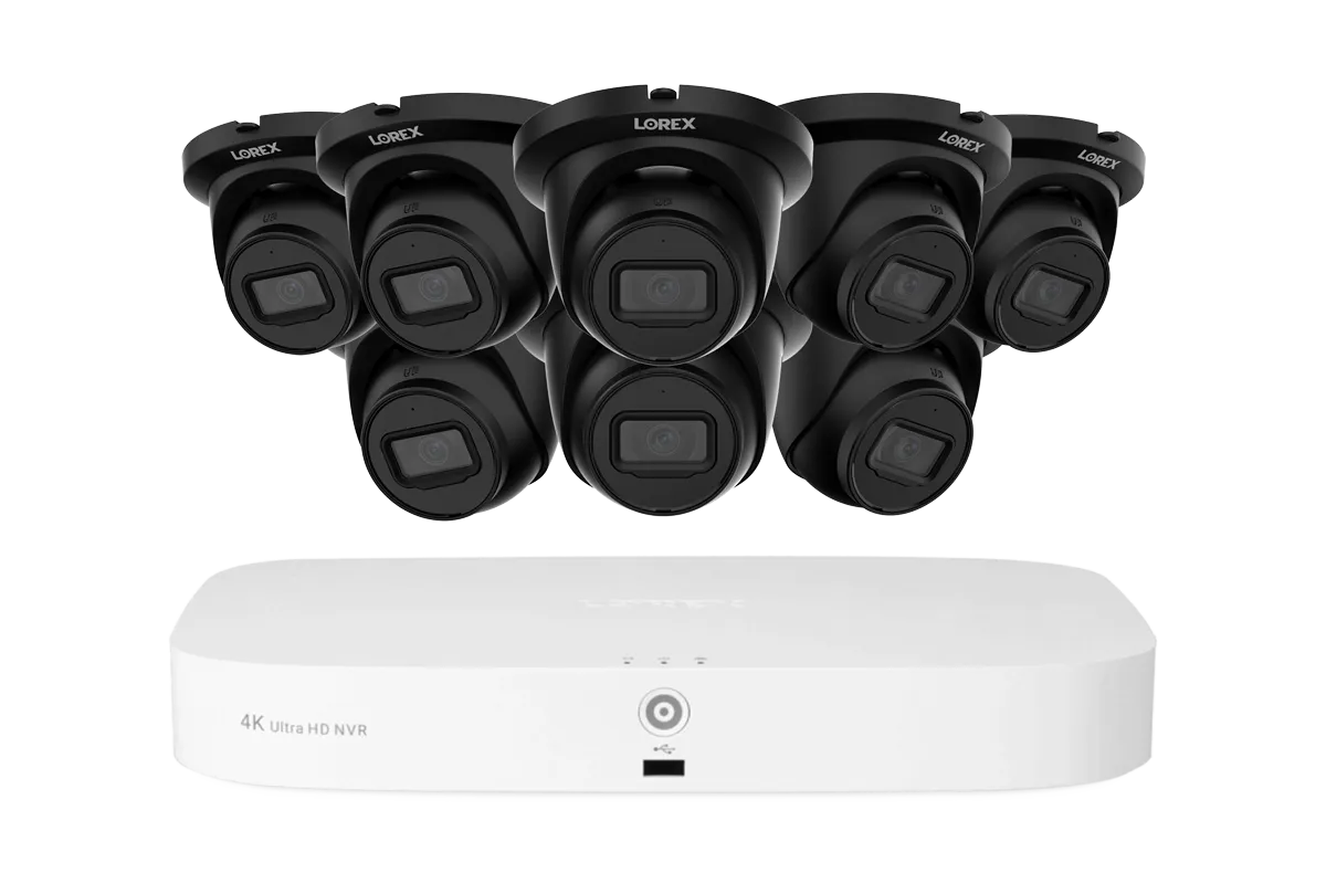 Lorex Fusion NVR with A4 4MP (2K) IP Turret Cameras - 4K 16-Channel (8 Wired   8 Wi-Fi Fusion) 2TB Wired System