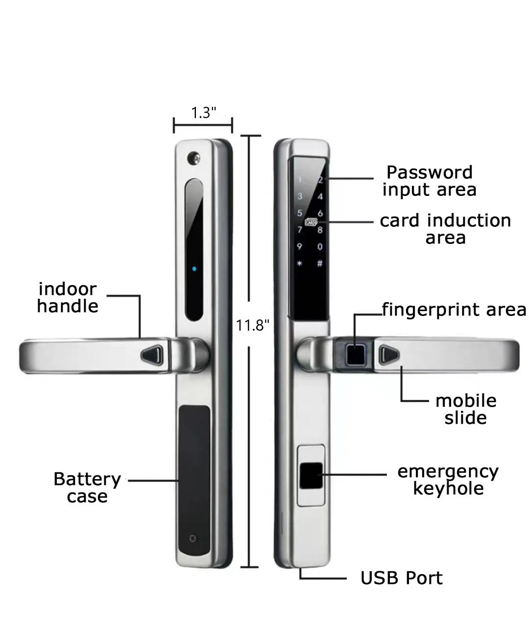 MARS | Sliding Door Smart Lock Fingerprint Keyless Entry Door  Lock Passcode Tuya App IP65 Waterproof Door Lock