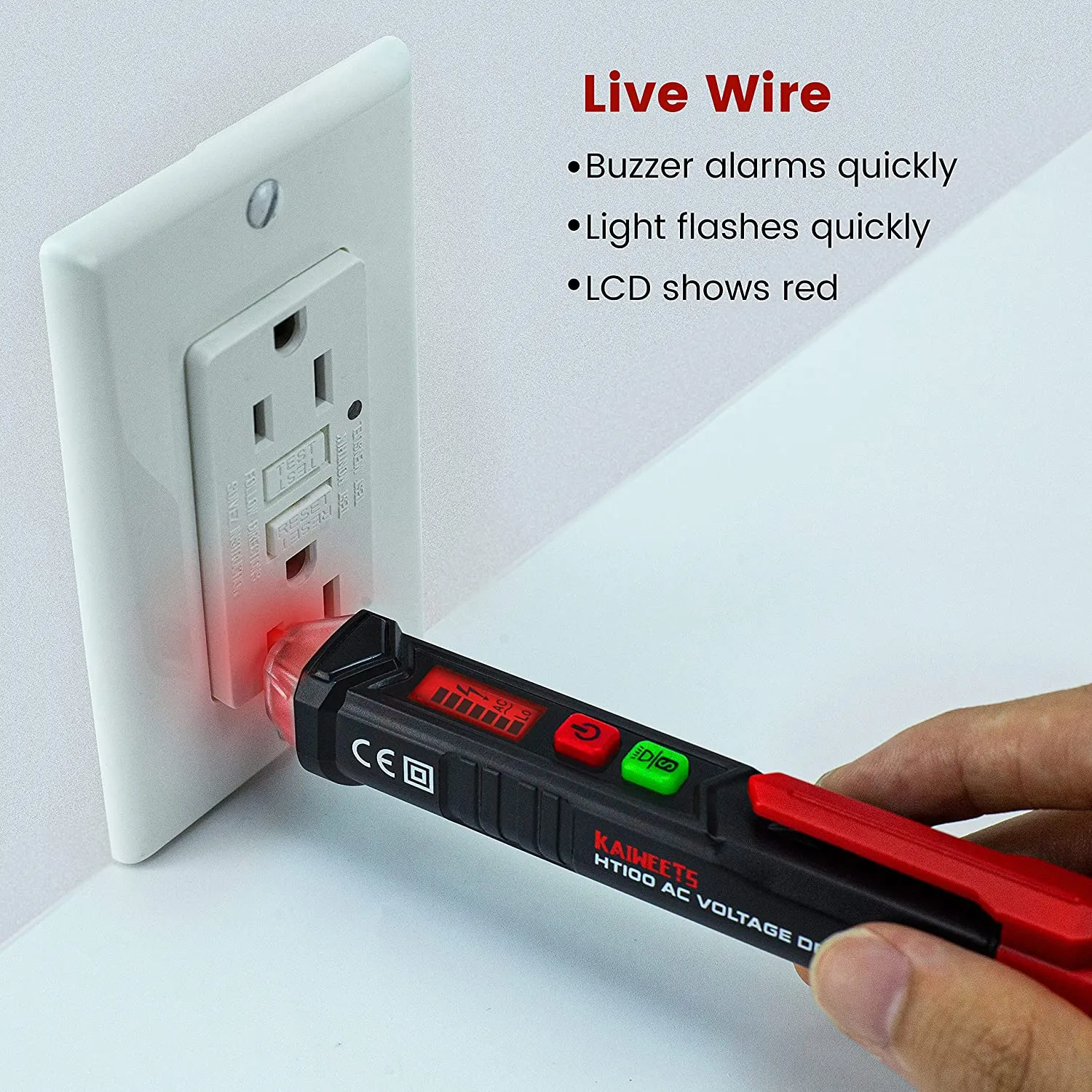 Non-Contact Voltage Tester with Dual Range AC 12V-1000V/48V-1000V