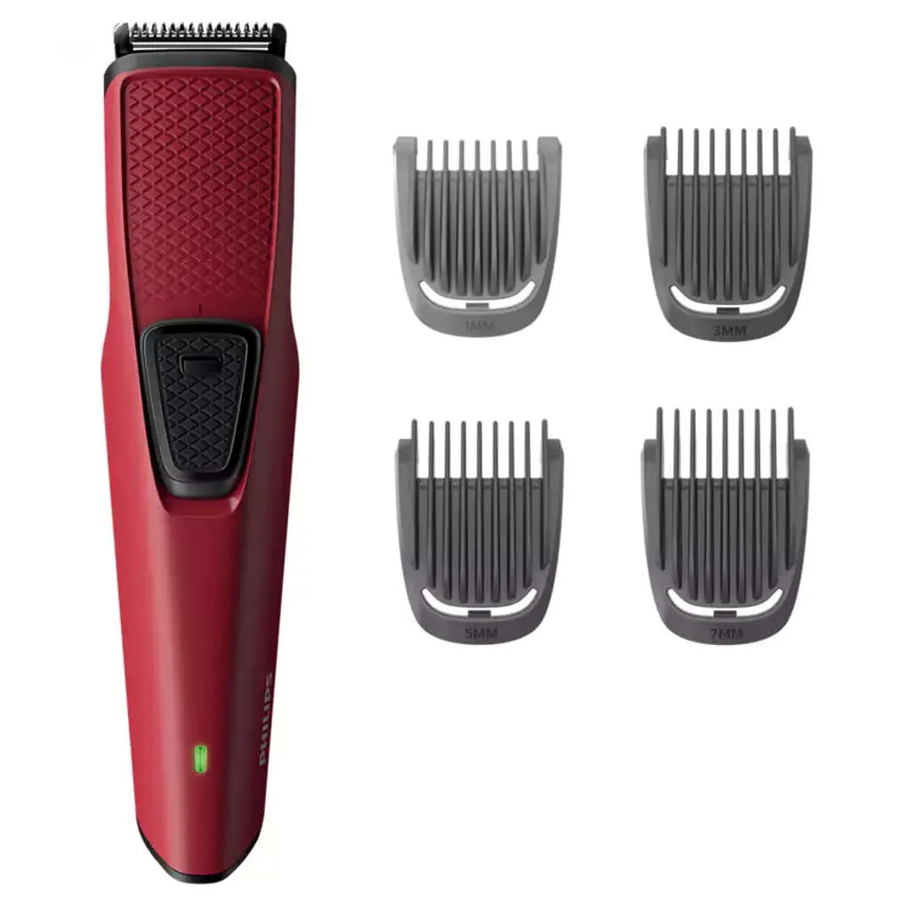 Philips Skin-Friendly Cordless Beard Trimmer With USB Charging Red BT1235/15