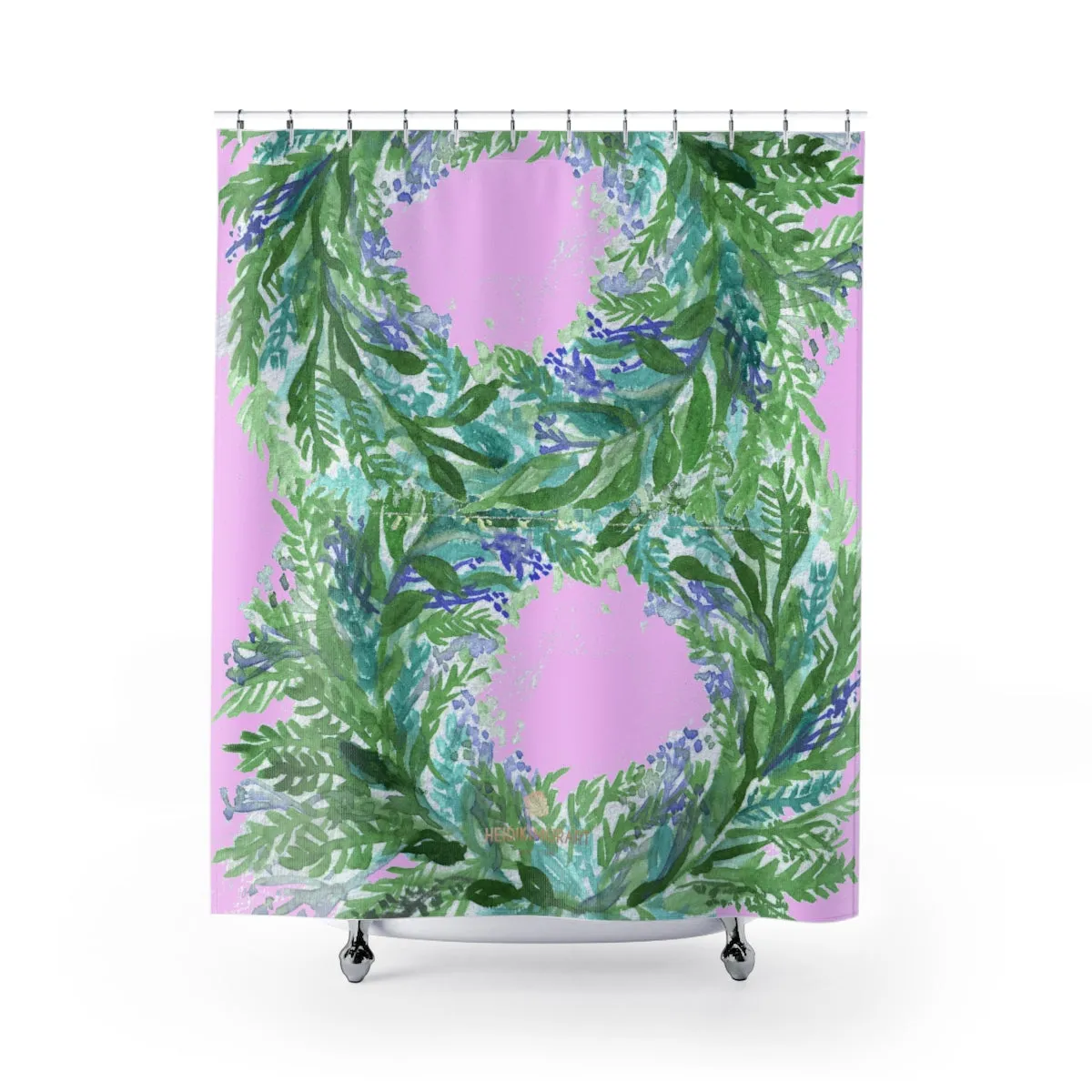 Pink French Lavender Bath Curtains, Floral Print Polyester Shower Curtains- Printed in USA