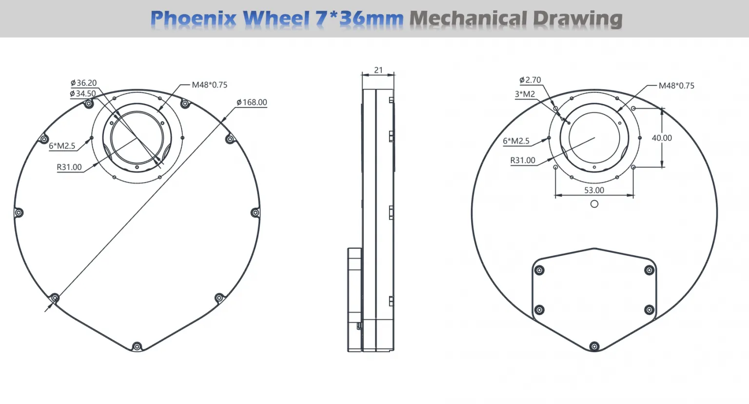 Player One Astronomy Phoenix Filter Wheel 7x36