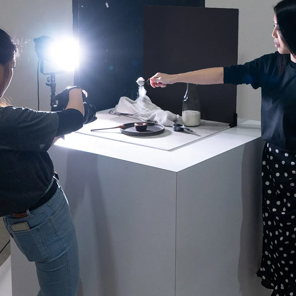 ProBoards Flat Lay Photography Rigid Black & Off White Backdrop - Minimalistic (60cm x 60cm)