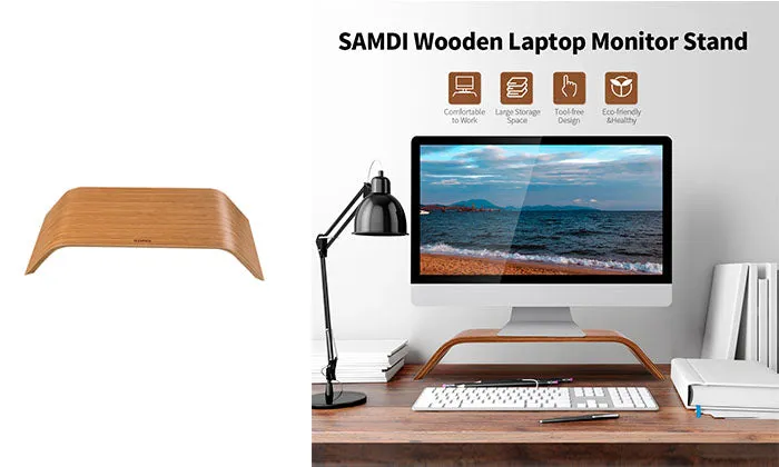 SAMDI Wooden Stand - All-in-One Monitor/Laptop Holder for iMac