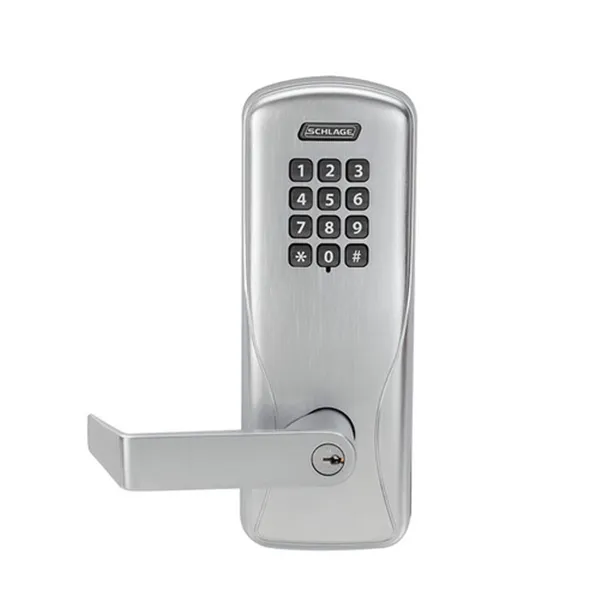 Schlage - CO-100 - Grade 1 Cylinder Keypad Programmable Lock - 6-pin - Rhodes Lever - Right Hand Reverse - Classroom - Satin Chrome - Exit Trim - Grade 1