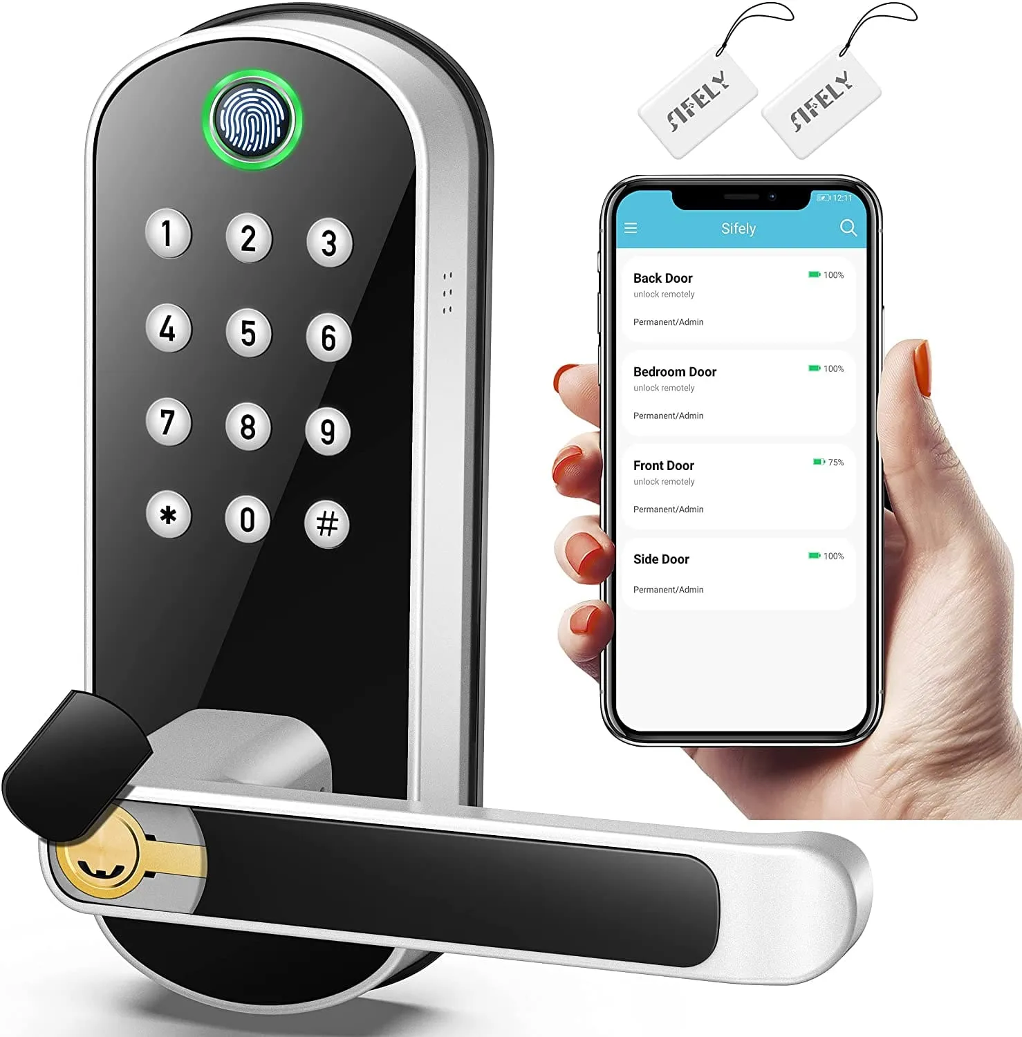 Sifely Fingerprint Keyless Entry Smart Door Lock: 6-in-1 Security