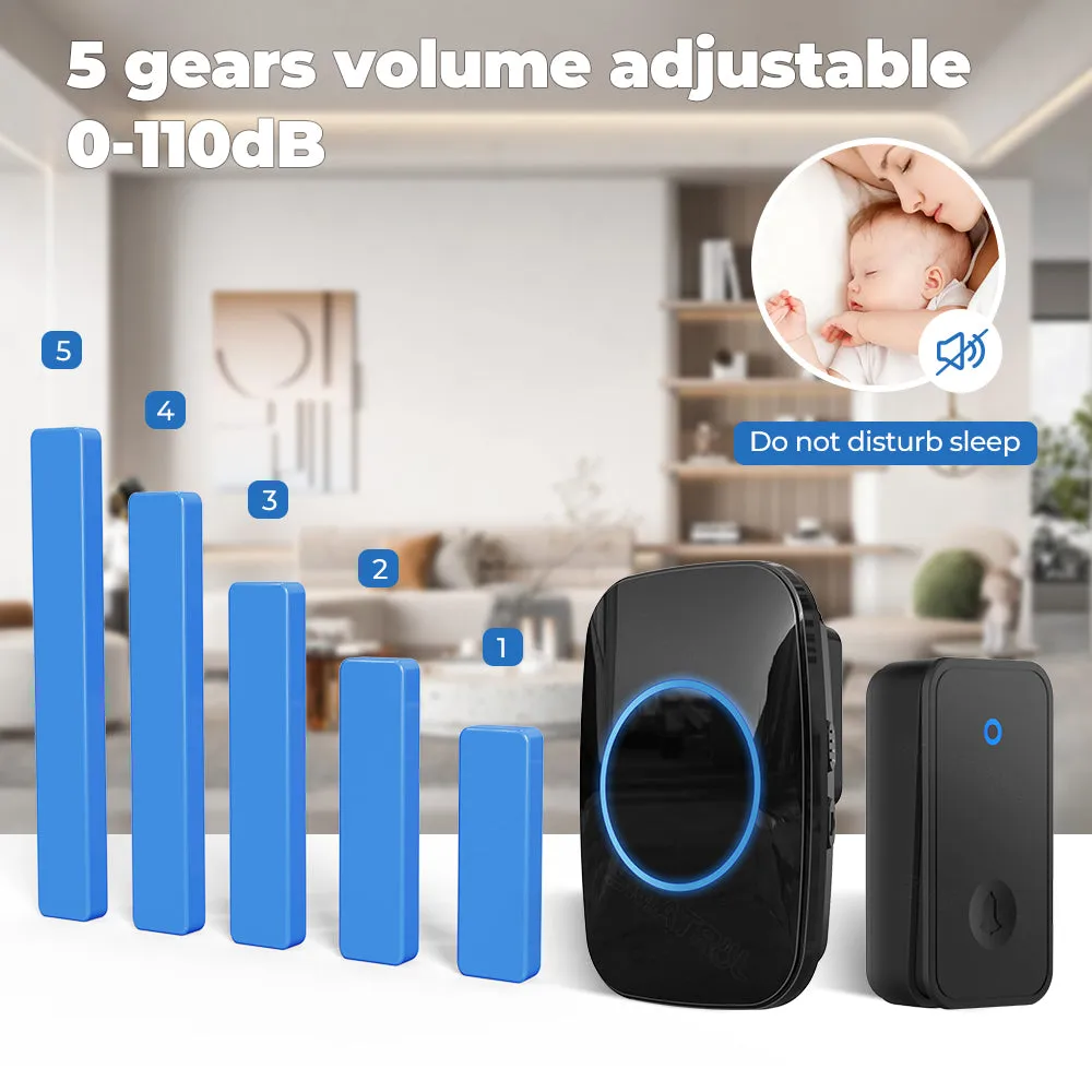 SMATRUL Self-Powered Doorbell, 2 transmitter   1 receiver