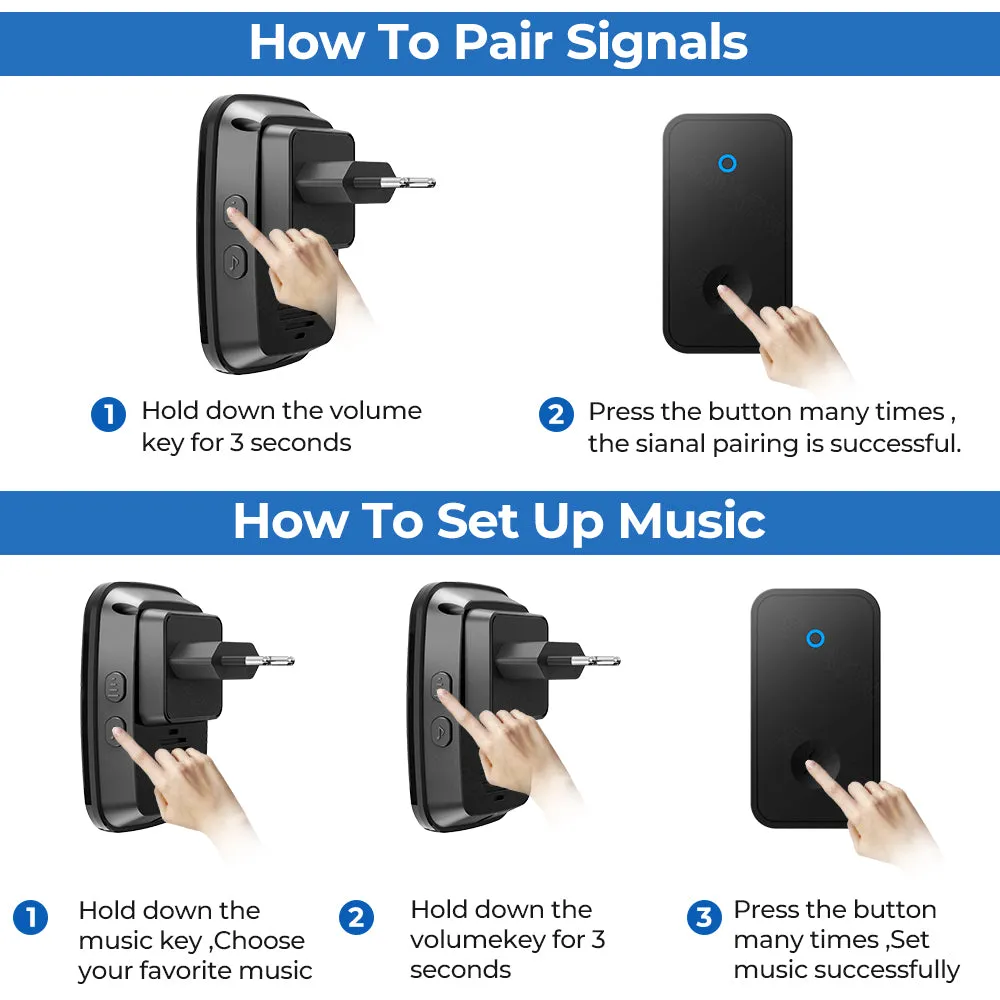 SMATRUL Self-Powered Doorbell, 2 transmitter   1 receiver