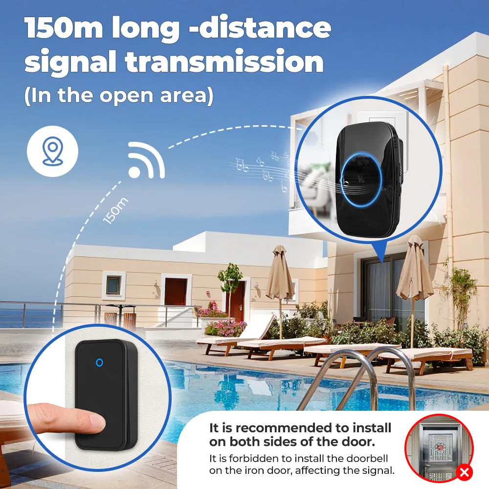 SMATRUL Self-Powered Doorbell, 2 transmitter   1 receiver