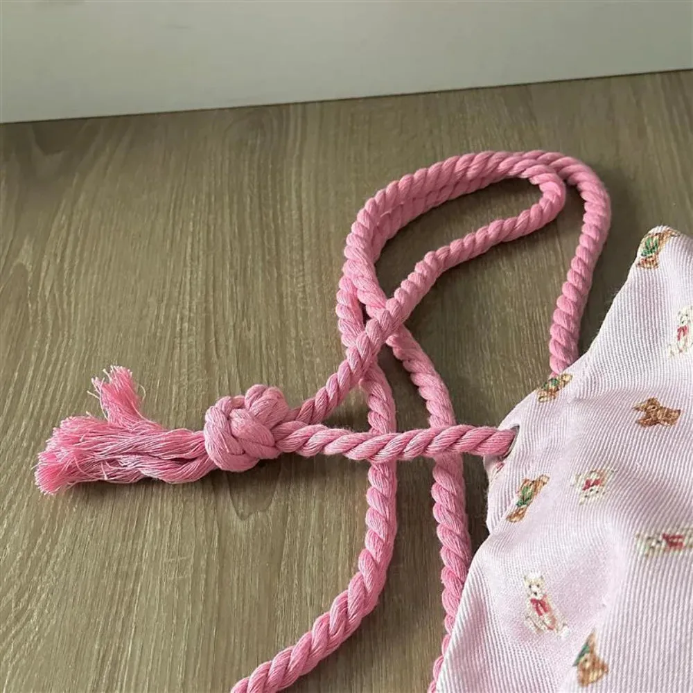 Sohiwoo Strap Pocket Drawstring Backpack for Women Casual Cute Pattern Versatile Backpack Canvas Bag Student Backpack