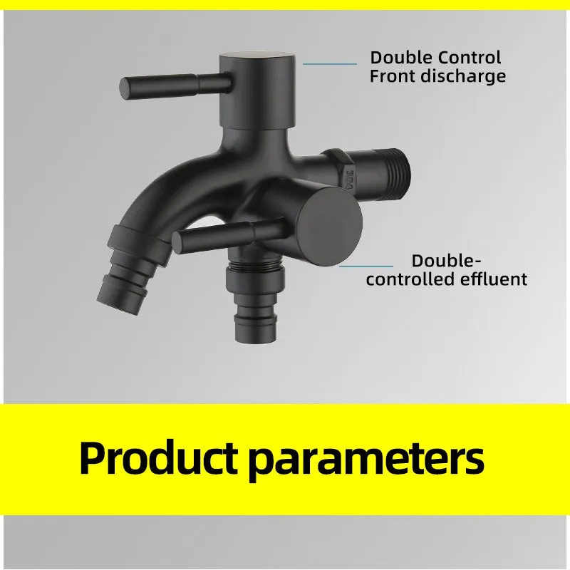 Stainless Steel 304 Washing Machine Double Control Dual 2 Way Faucet Tap Splitter Free Tape & 4-Point Threaded Adapter