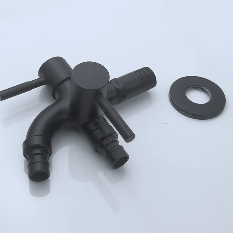 Stainless Steel 304 Washing Machine Double Control Dual 2 Way Faucet Tap Splitter Free Tape & 4-Point Threaded Adapter