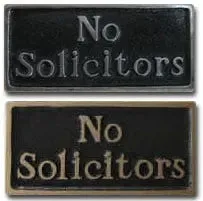 Stone with Pewter No Solicitors Plaque