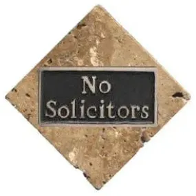 Stone with Pewter No Solicitors Plaque