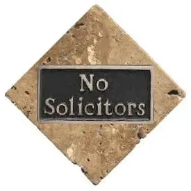Stone with Pewter No Solicitors Plaque