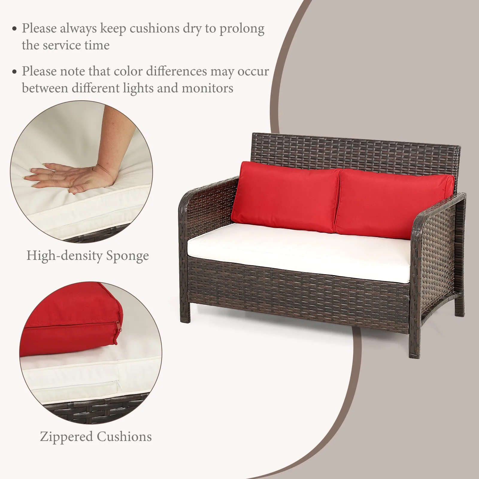 Tangkula 2-Piece Outdoor Patio Wicker Furniture Set