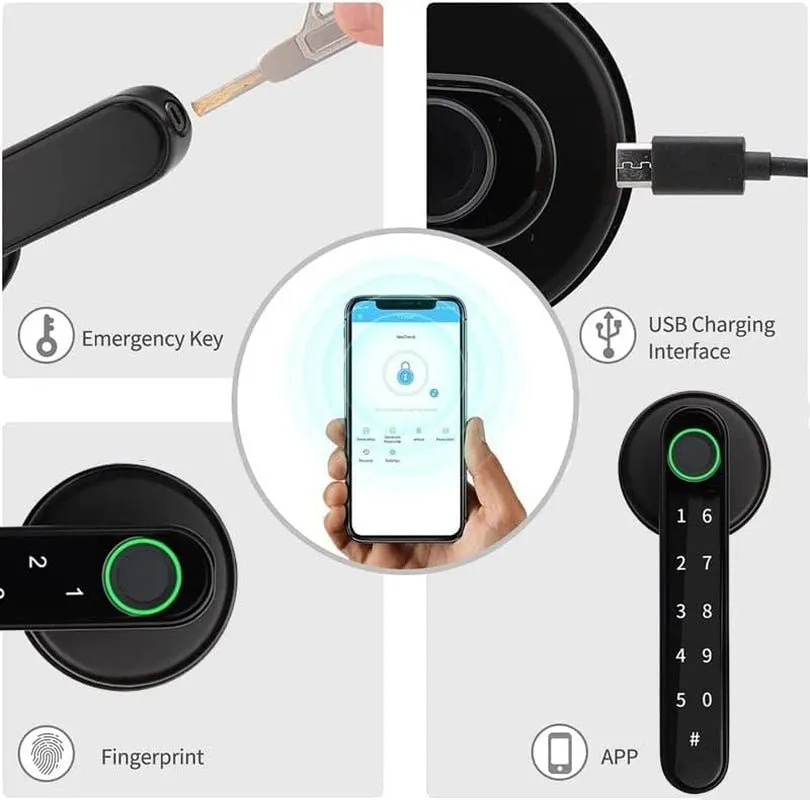 TEKXDD Smart Lock Fingerprint Door Lock, Keypad Deadbolt Lock Keyless Entry