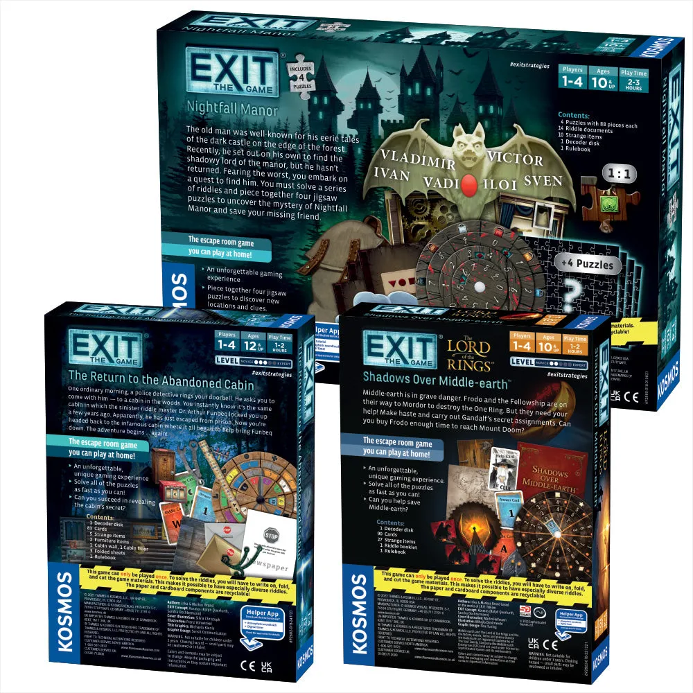 The Game, Return to the Abandoned Cabin, Nightfall Manor, Lord of the RIngs: Shadows Over Middle-earth