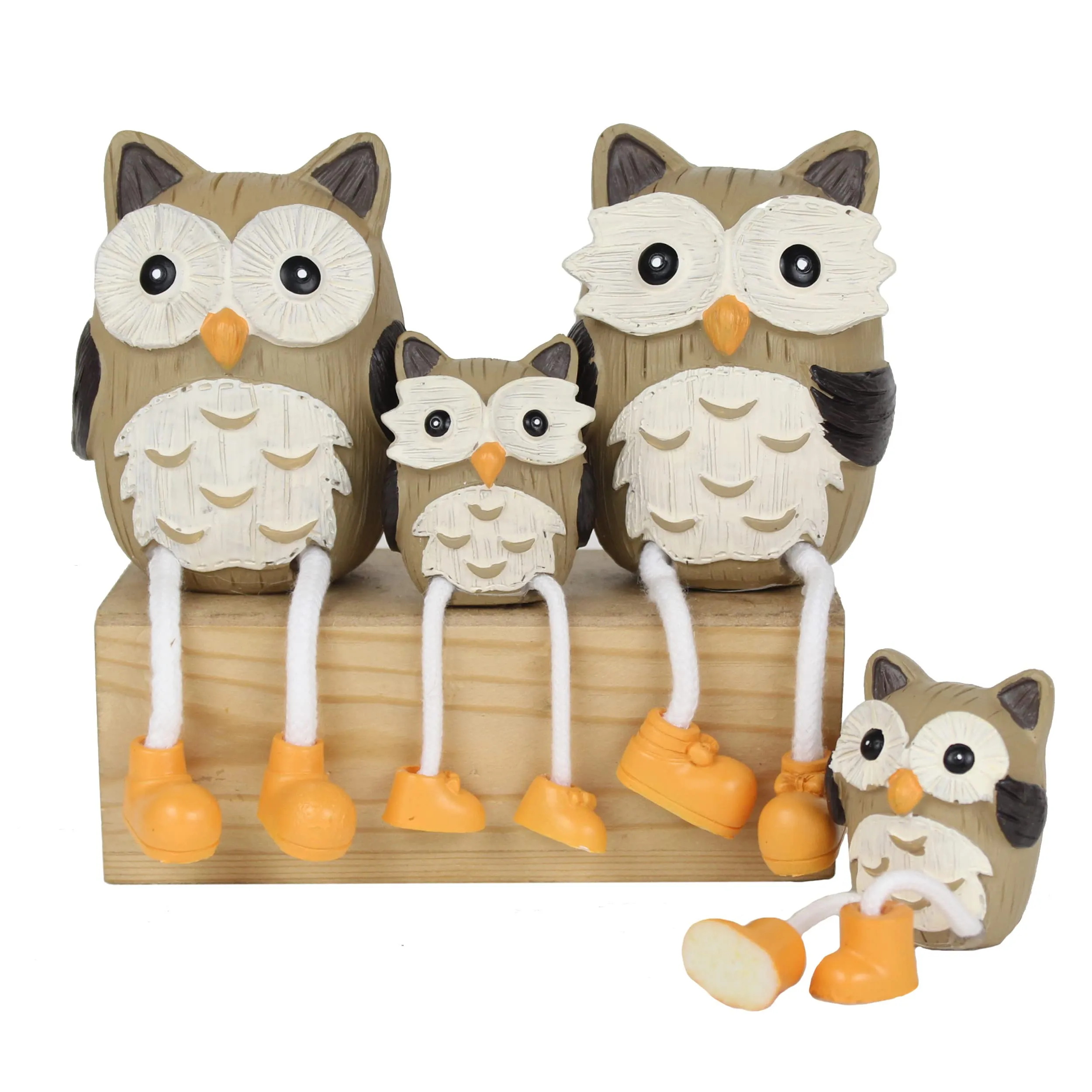 TIED RIBBONS Owl Long Leg Hanging Dolls Family Couple Statue Decorative Showpiece for Home Decor Living Room Table Bedroom Decoration Birthday Wedding Gift Items (Set of 4, Multi, Resin)