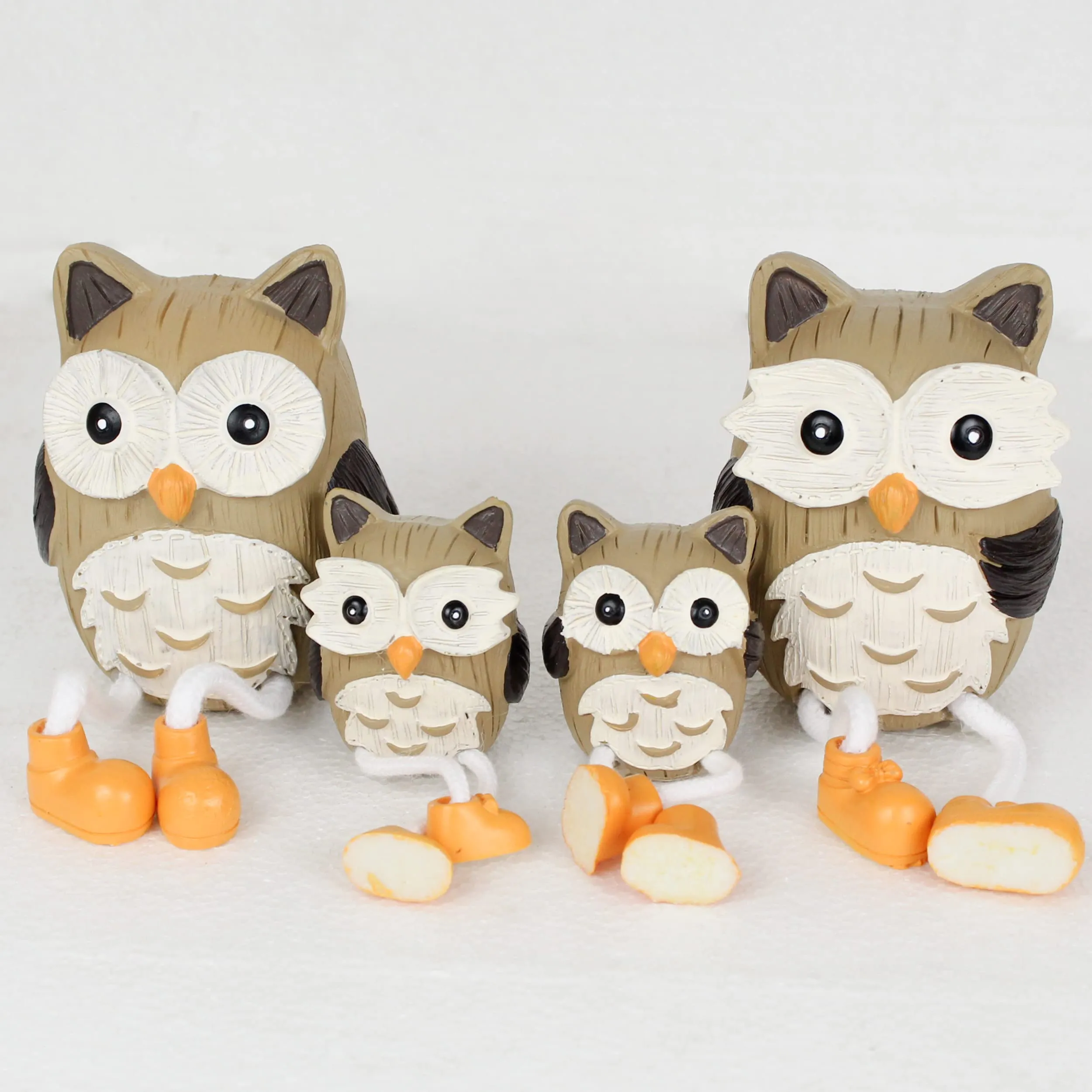 TIED RIBBONS Owl Long Leg Hanging Dolls Family Couple Statue Decorative Showpiece for Home Decor Living Room Table Bedroom Decoration Birthday Wedding Gift Items (Set of 4, Multi, Resin)