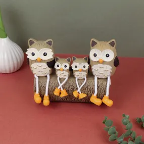 TIED RIBBONS Owl Long Leg Hanging Dolls Family Couple Statue Decorative Showpiece for Home Decor Living Room Table Bedroom Decoration Birthday Wedding Gift Items (Set of 4, Multi, Resin)