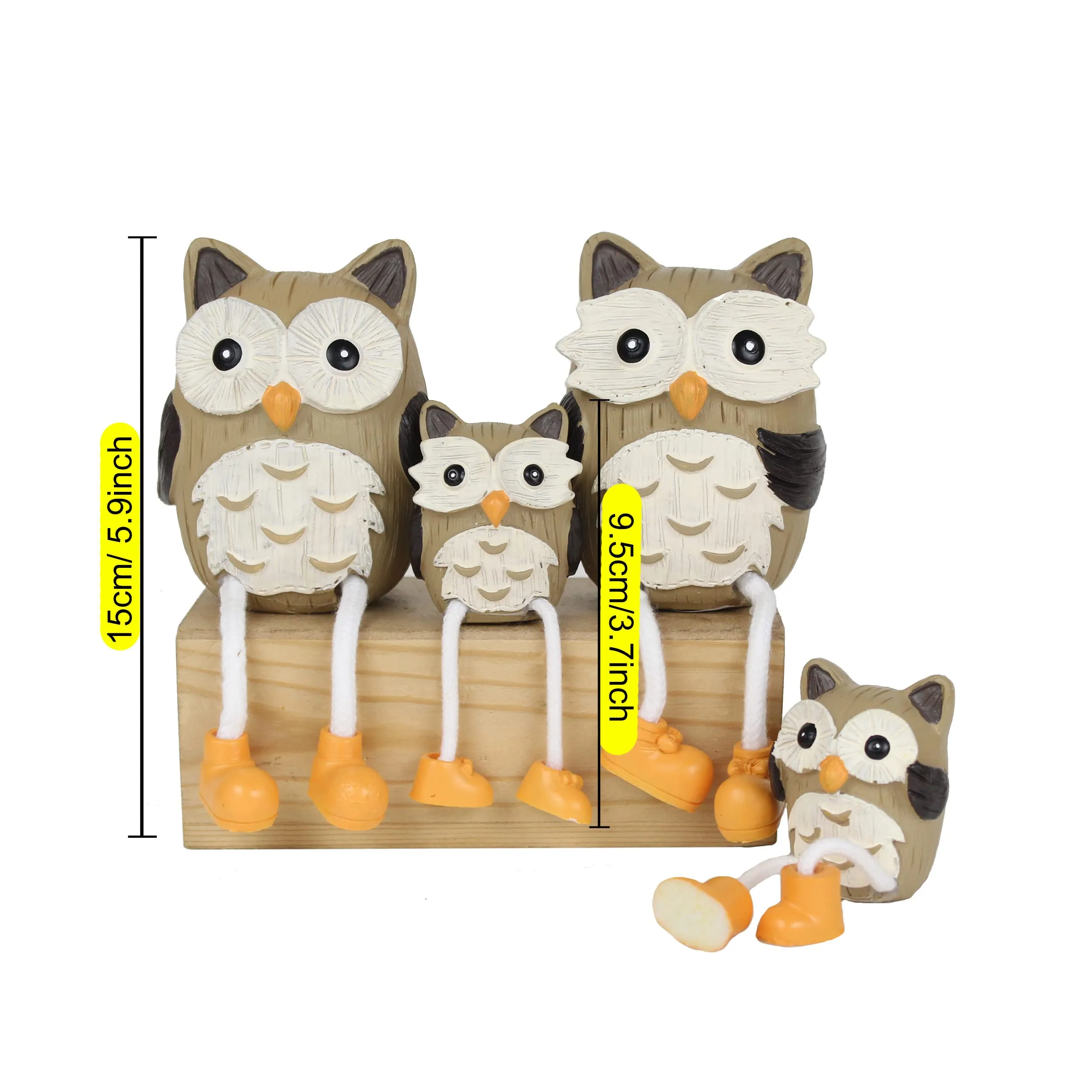 TIED RIBBONS Owl Long Leg Hanging Dolls Family Couple Statue Decorative Showpiece for Home Decor Living Room Table Bedroom Decoration Birthday Wedding Gift Items (Set of 4, Multi, Resin)