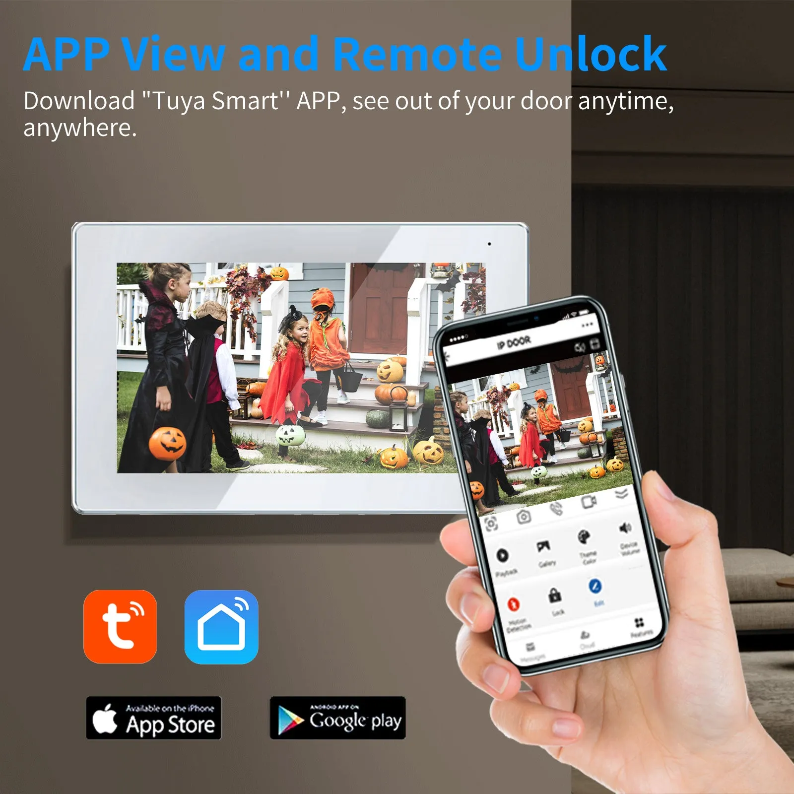 Touch screen  7/10 inch Video Doorbell with Fingerprint ,password unlock and RFID Card Access Control System Video Intercom System For Home