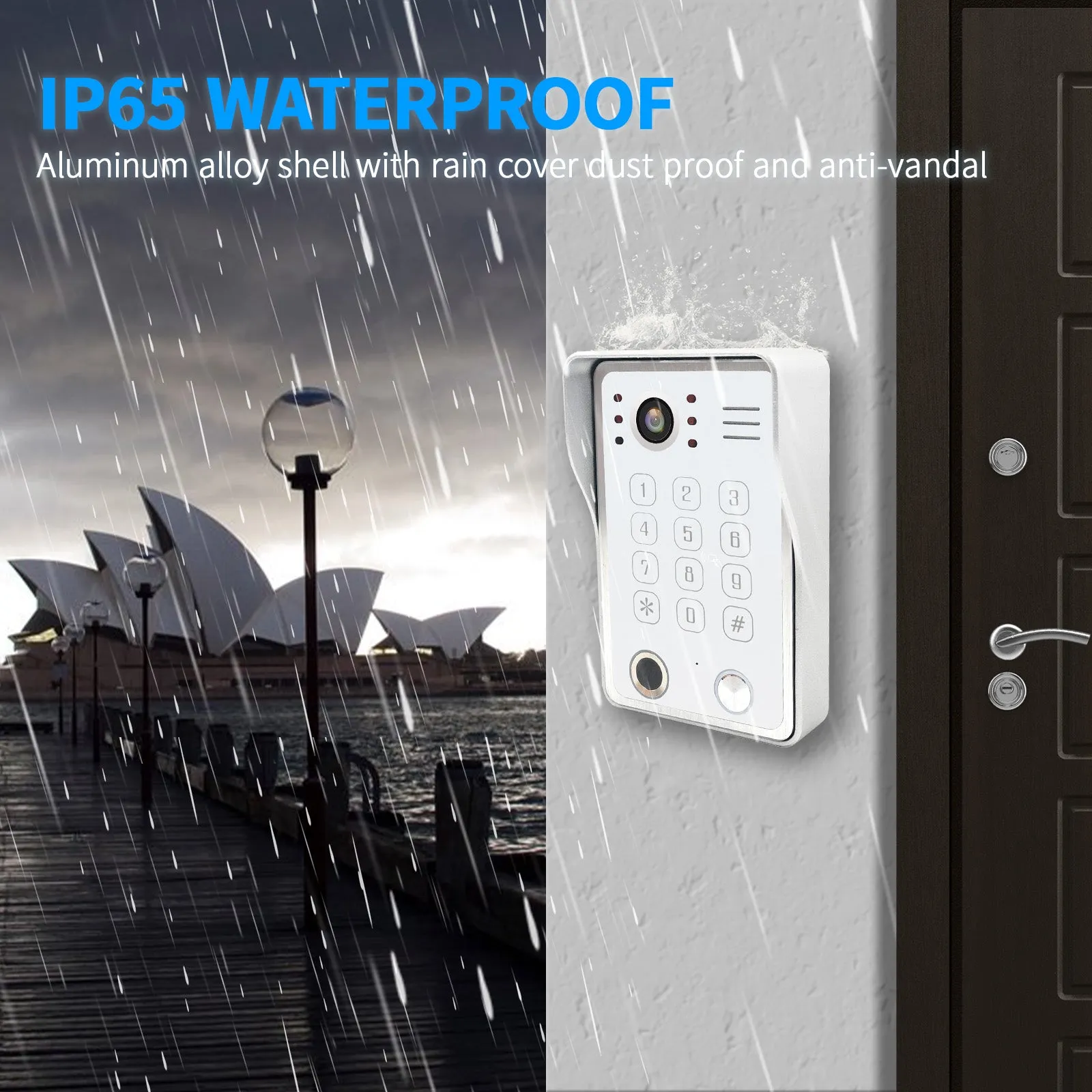 Touch screen  7/10 inch Video Doorbell with Fingerprint ,password unlock and RFID Card Access Control System Video Intercom System For Home
