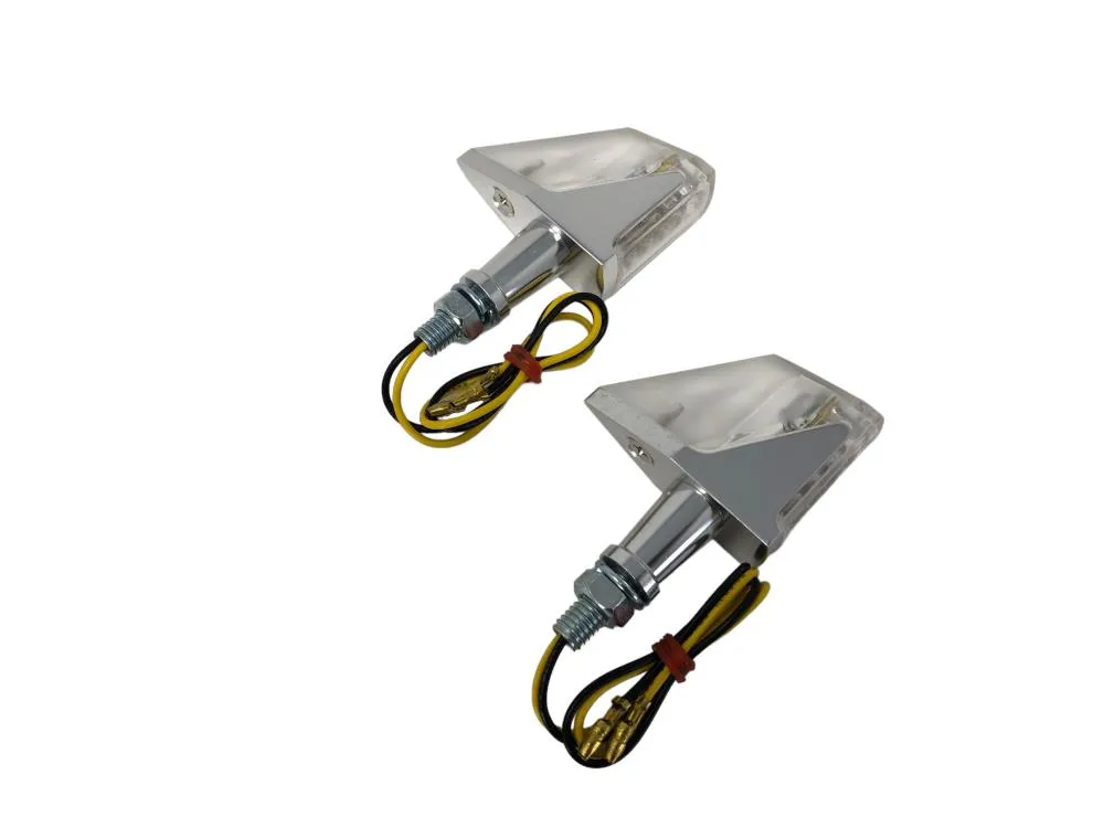 Turn Signal Set (2) High Tech LED - Silver Alu - Highway Hawk H68-581