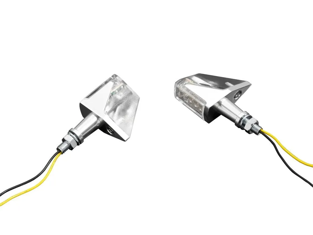 Turn Signal Set (2) High Tech LED - Silver Alu - Highway Hawk H68-581