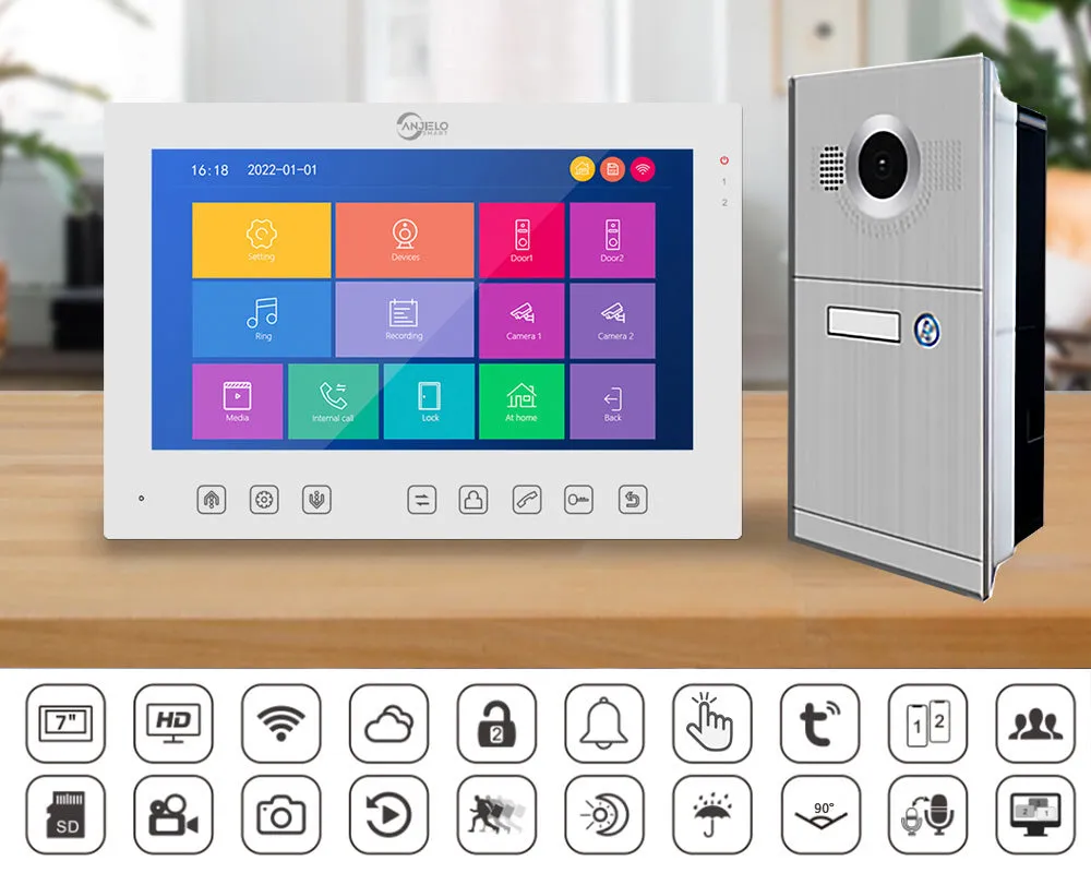 Tuya Video Intercom 7 inch Screen Doorbell Camera Wifi Video Door Entry System Tuya App Remote Control Unlock Smart Home Video Door Phone Intercom