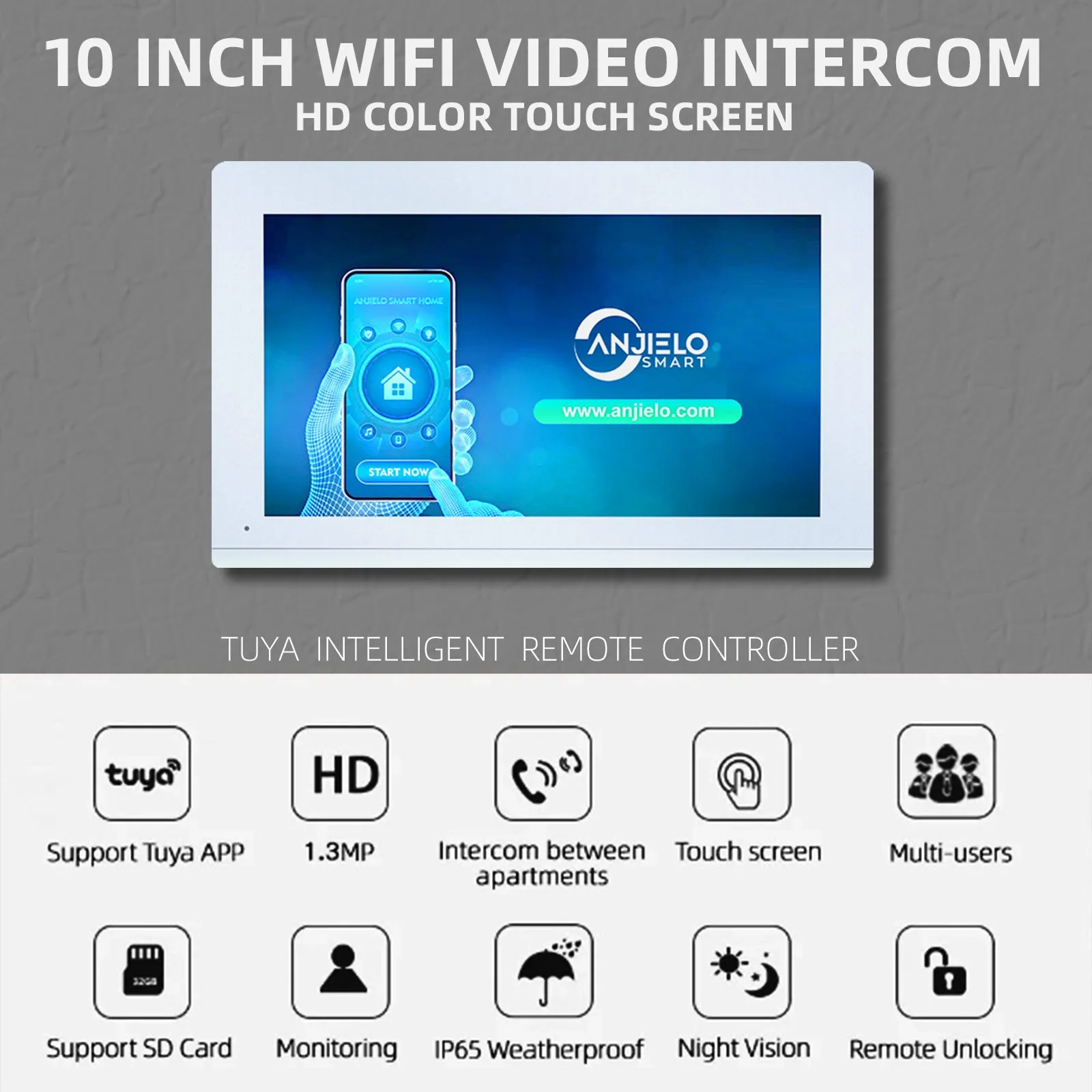 Tuya WIFI Intercom Video Door Phone With Video Doorbell Camera 1080P With Fingerprint RFID Number Password Unlock Motion Sensor