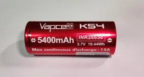 Vapcell 26650 K54 5400mah 15A Lithium-Ion Rechargeable Battery  **** HAS TO BE SHIPPED WITH FLASLIGHT   FEDEX ***