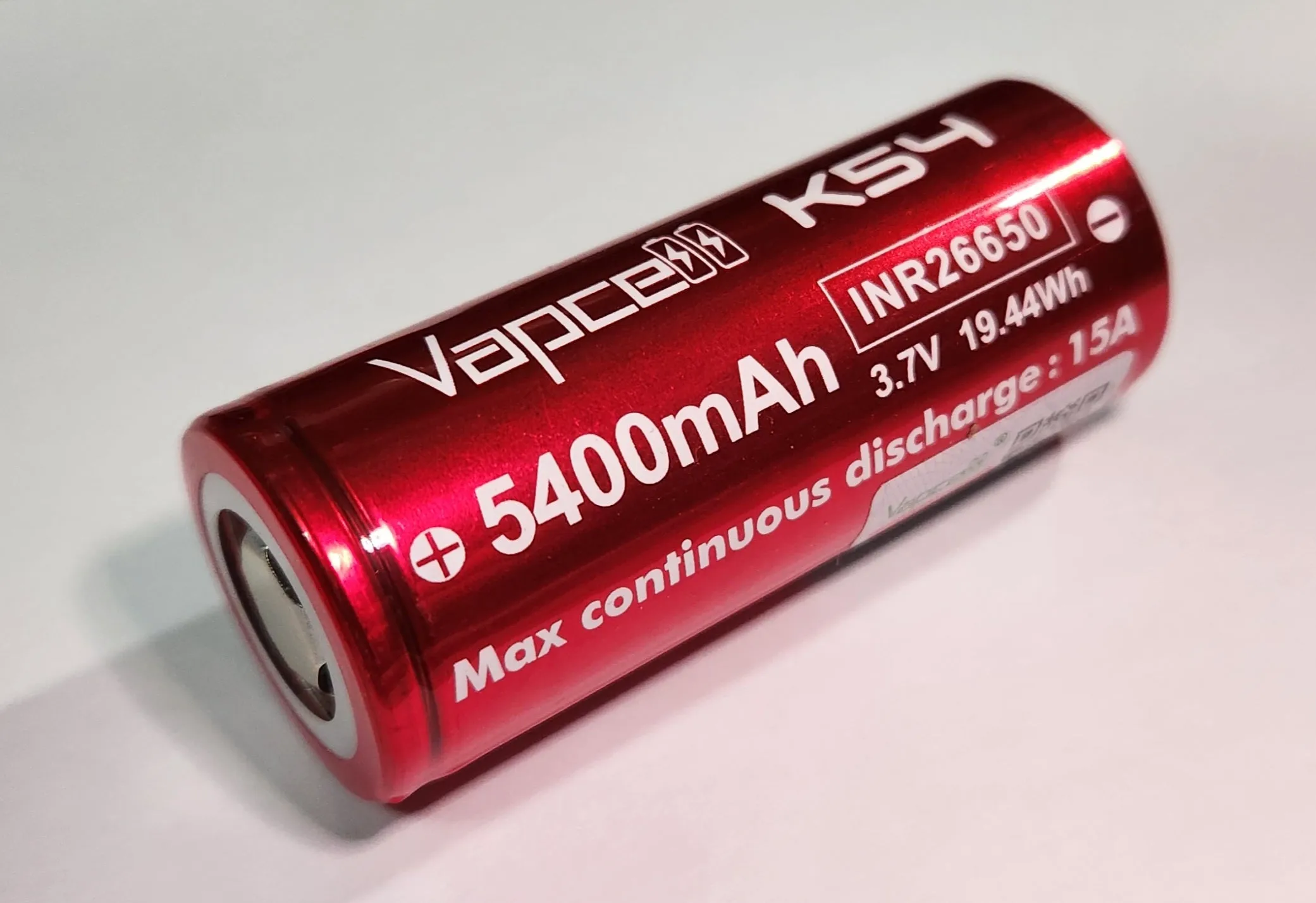 Vapcell 26650 K54 5400mah 15A Lithium-Ion Rechargeable Battery  **** HAS TO BE SHIPPED WITH FLASLIGHT   FEDEX ***