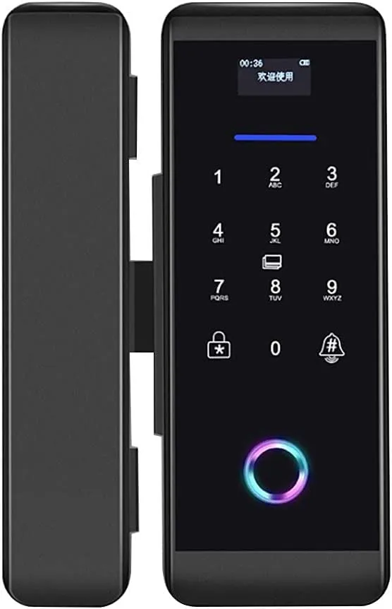 ViLA |905P| smart Glass Door Lock – Electronic Sliding Door Lock Fingerprint/Password/Card/Remote Control/Bluetooth APP Door Bell Lock Security Door Lock Door Lever for Homes Offices Apartments(Black)