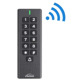 Visionis VIS-8009 – 433 MHz   Outdoor IP 65   Black   Wireless Keypad   Access Control   500 Users   Range Of 165 Feet   Delay And On/Off Toggle Mode   Battery Operated   Standalone No Software
