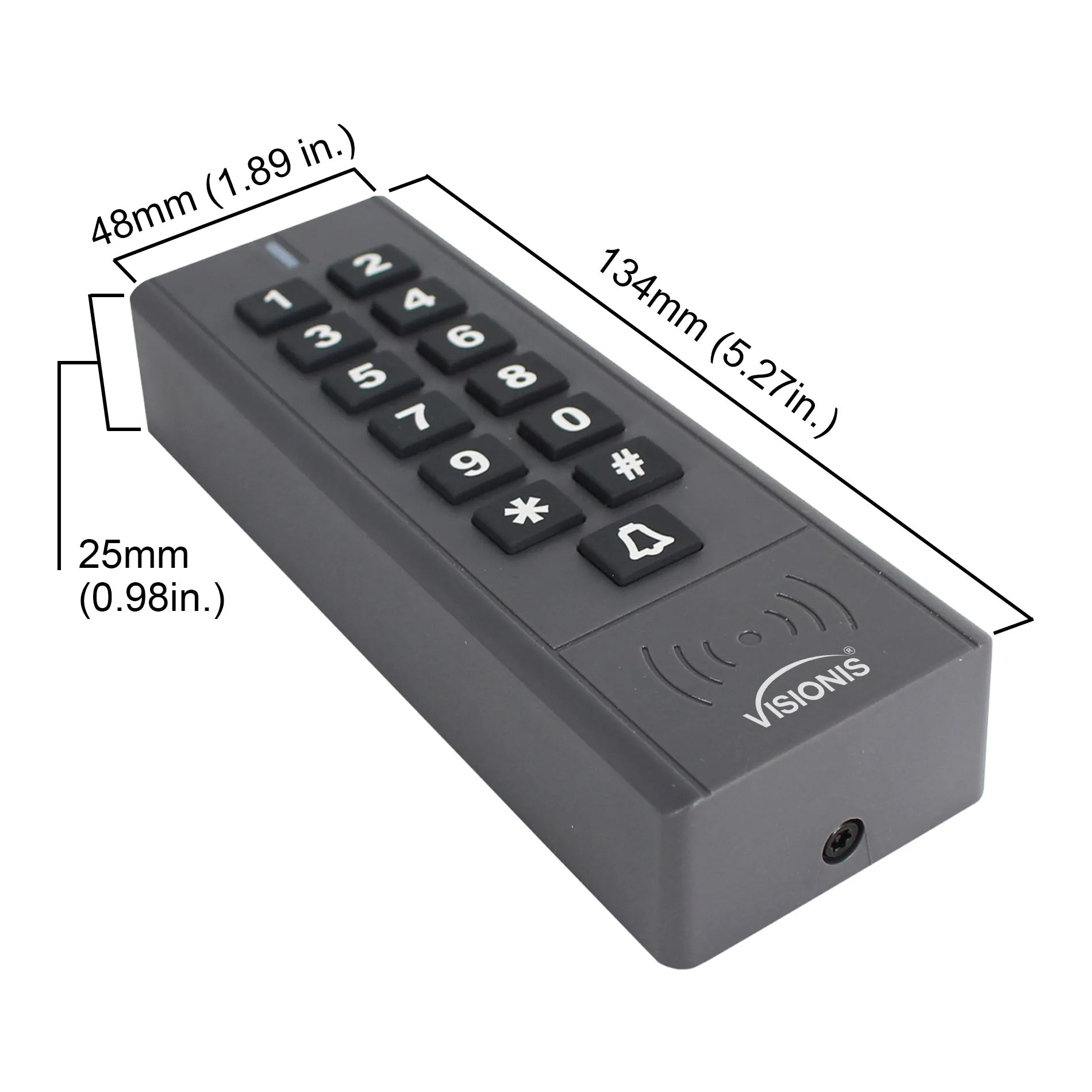 Visionis VIS-8009 – 433 MHz   Outdoor IP 65   Black   Wireless Keypad   Access Control   500 Users   Range Of 165 Feet   Delay And On/Off Toggle Mode   Battery Operated   Standalone No Software