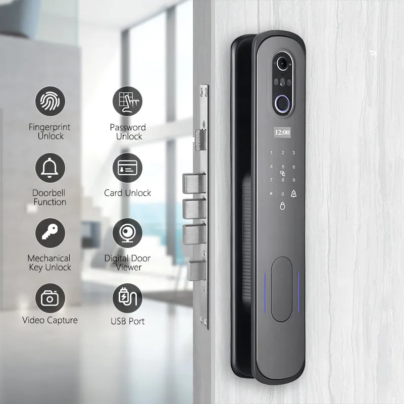 VOICE| 3D Face recognition smart door lock with video intercom feature biometric fingerprint smart door lock